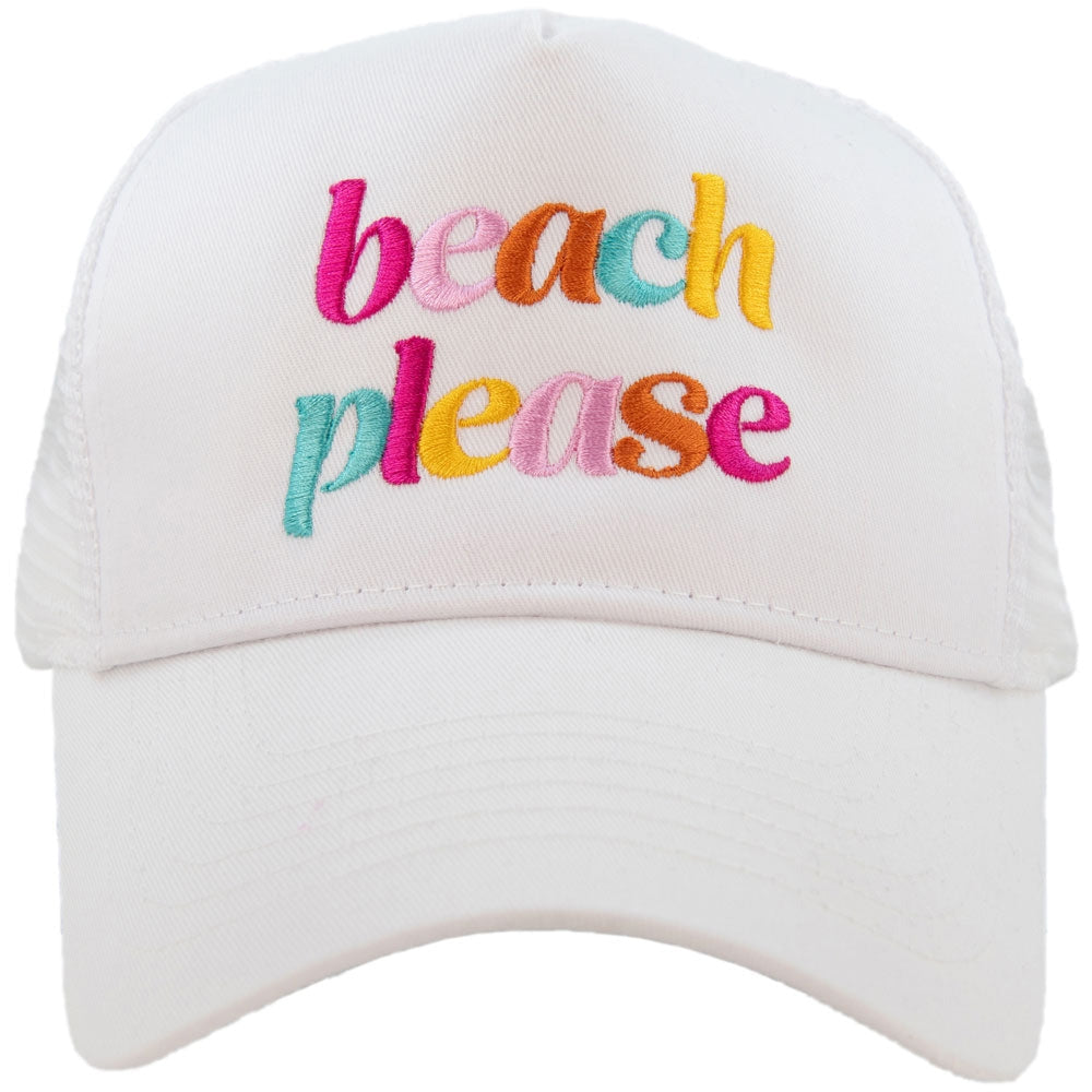 Beach Please Trucker Hat | White