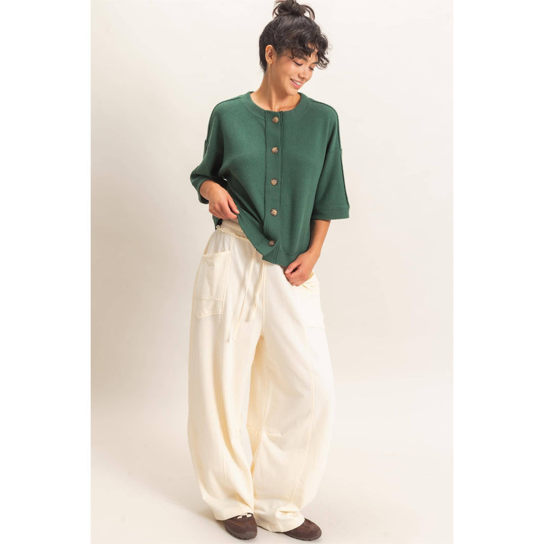Witten Button-Down Top | Black, Cream, Cherry, Green