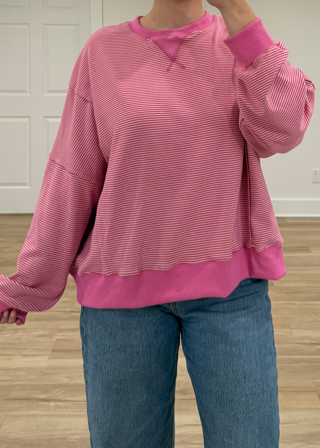 Striped Drop Shoulder Sweatshirt
