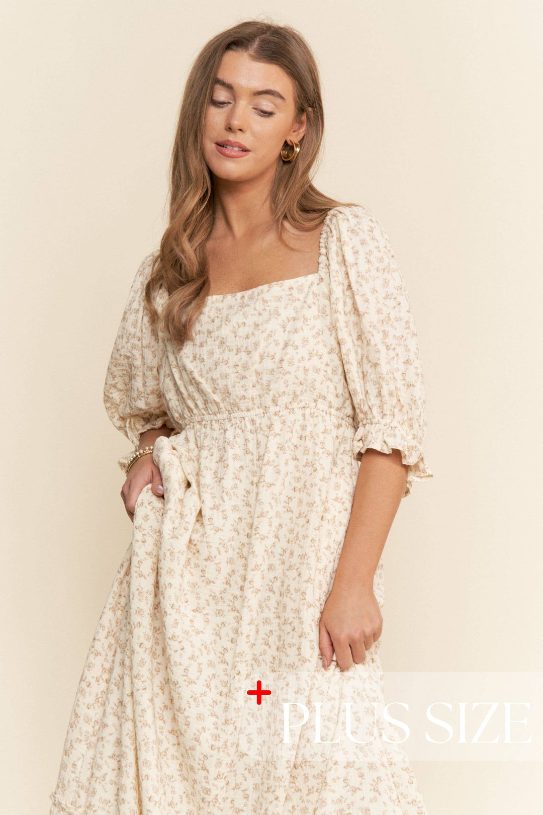 Floral Print Square Neckline Maxi Dress