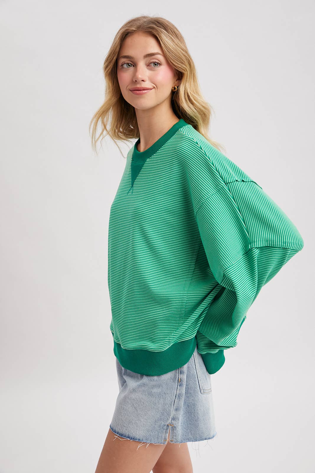 Striped Drop Shoulder Sweatshirt