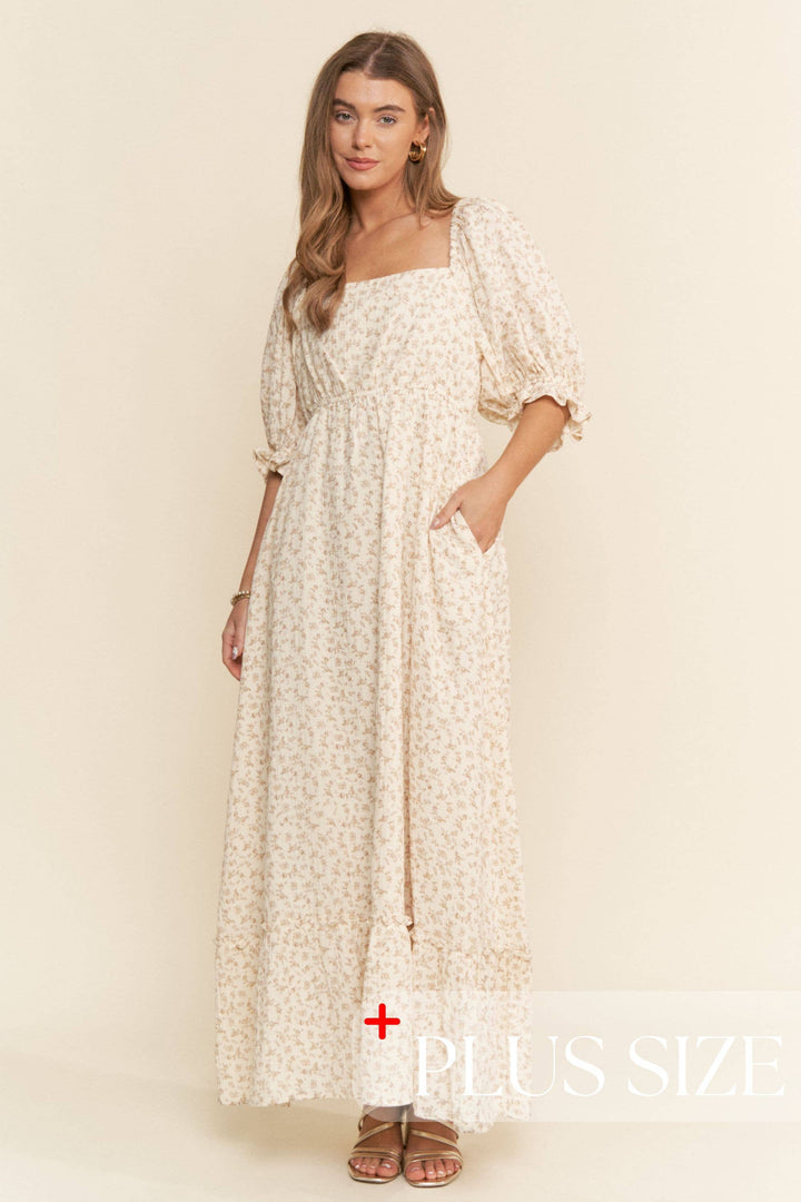 Floral Print Square Neckline Maxi Dress