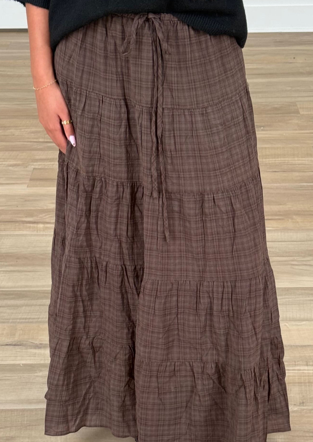Espresso Tiered Maxi Skirt