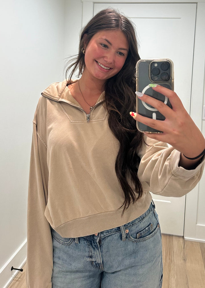 Half Zip Pullover | Taupe