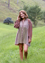 Load image into Gallery viewer, Plaid Button-Down Shirt Dress
