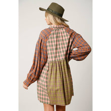 Load image into Gallery viewer, Plaid Button-Down Shirt Dress
