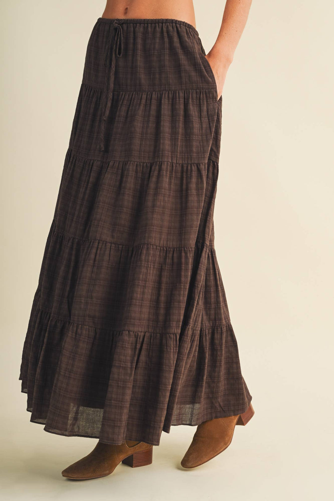 Espresso Tiered Maxi Skirt