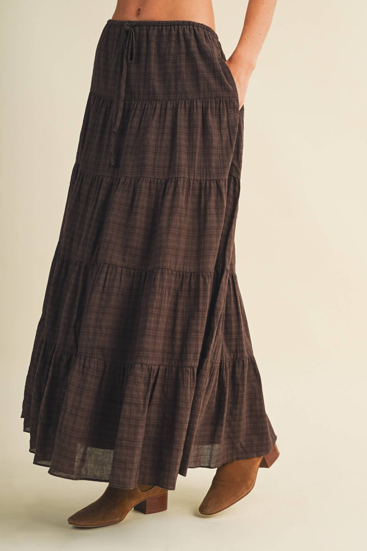 Espresso Tiered Maxi Skirt