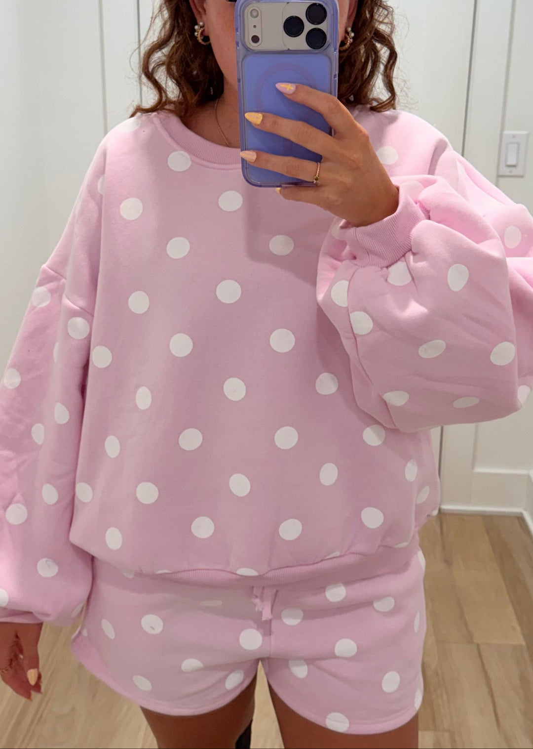 Pink Polka Dot Fleece Set