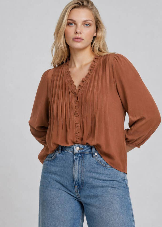 Terracotta Ruffle Top | Curvy
