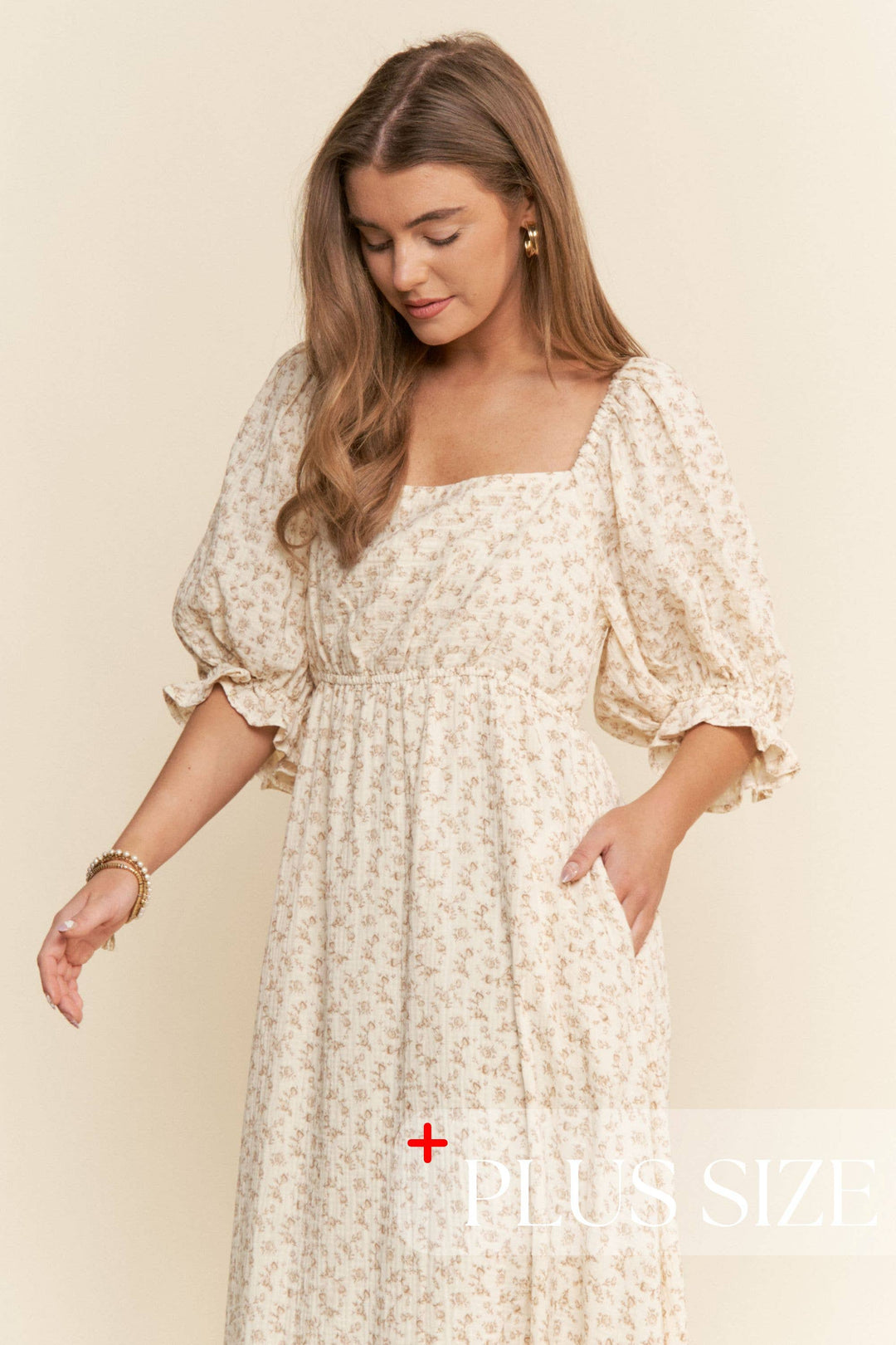 Floral Print Square Neckline Maxi Dress