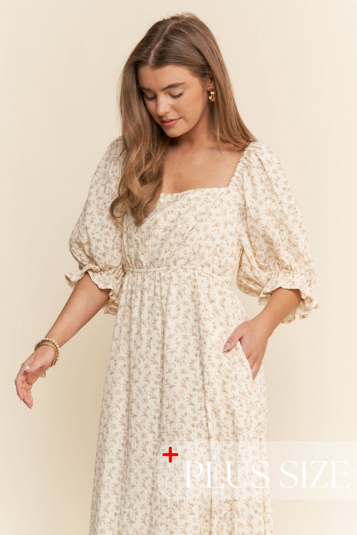 Floral Print Square Neckline Maxi Dress