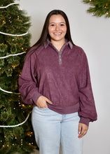 Load image into Gallery viewer, About Time Half-Button Sweatshirt | Dark Plum
