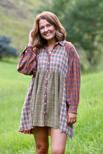 Load image into Gallery viewer, Plaid Button-Down Shirt Dress
