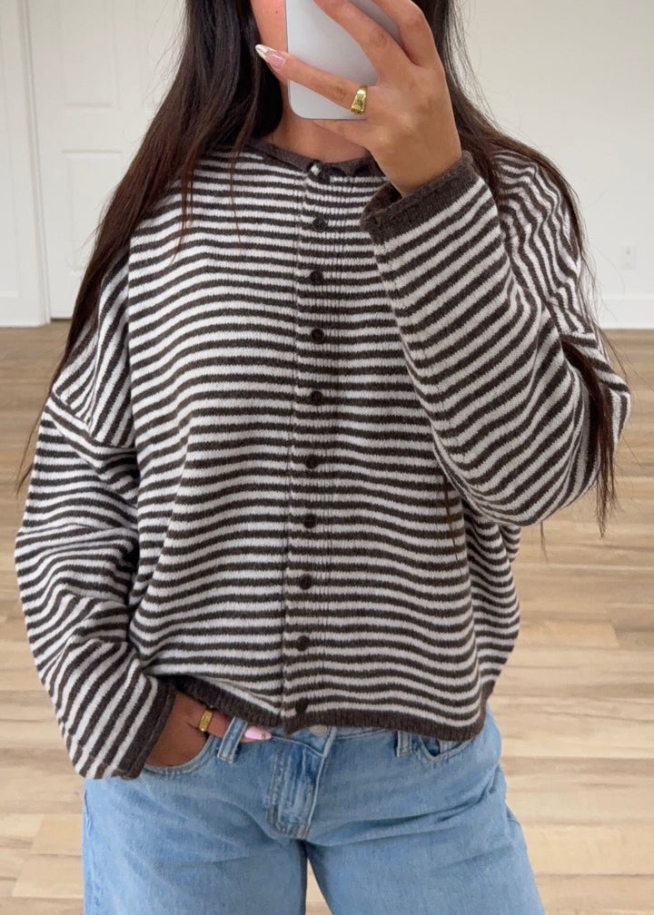 Aspen Stripe Sweater | Brown + Burgundy