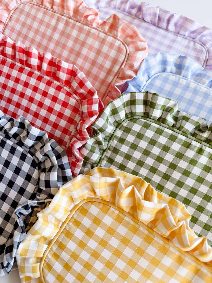 Gingham Ruffle Cosmetic Bag