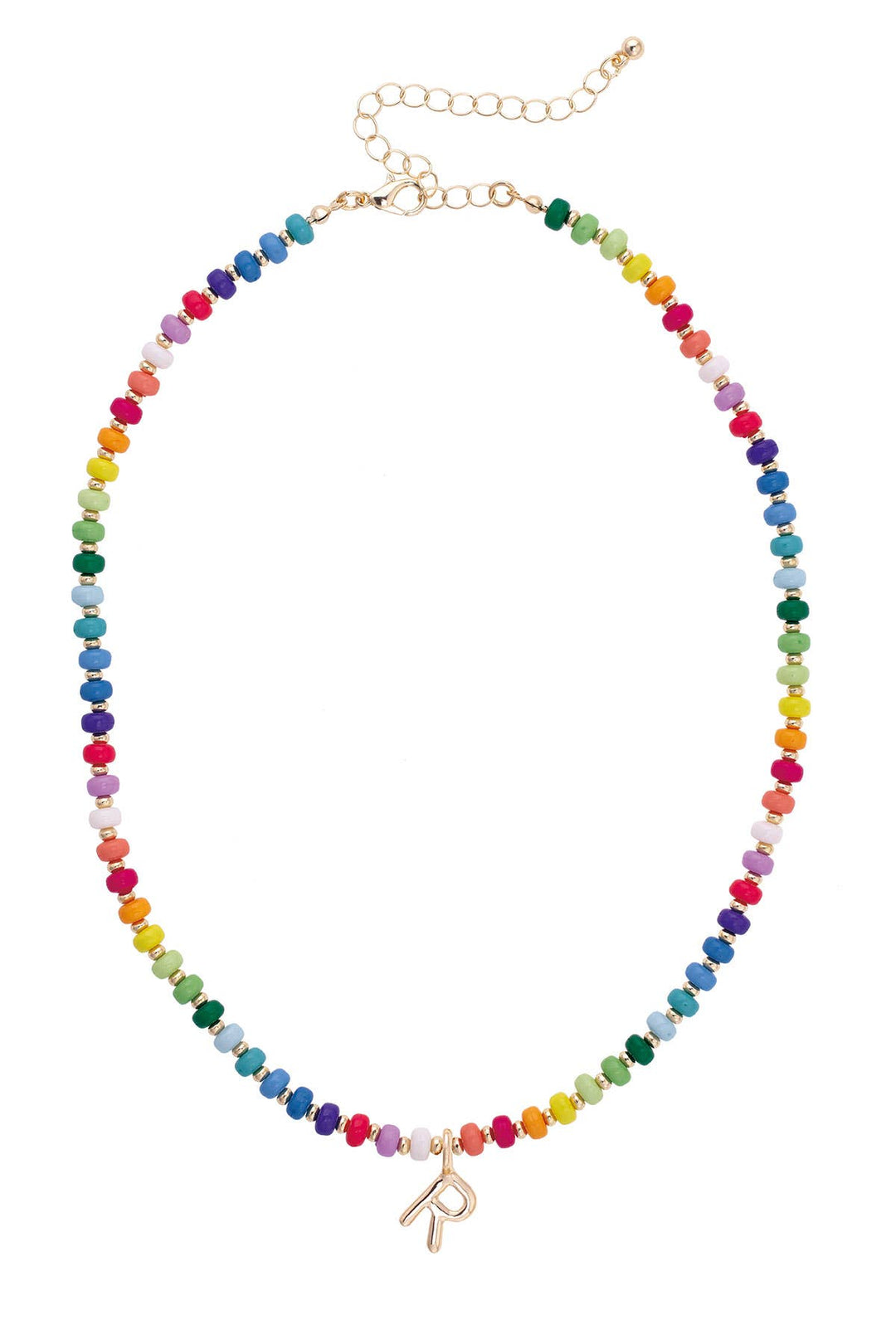 Rainbow Beaded Mini Initial Necklace