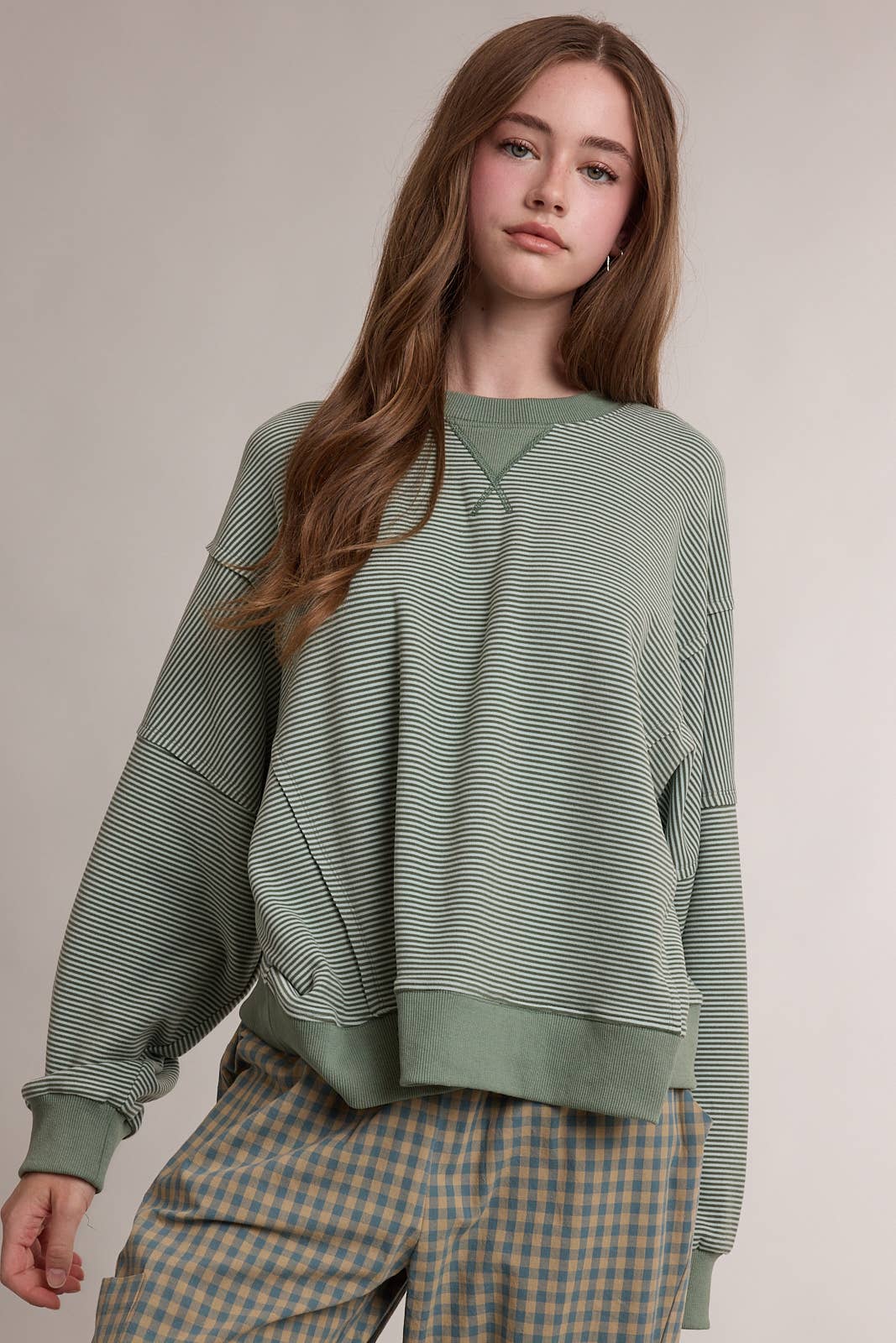 Striped Drop Shoulder Sweatshirt