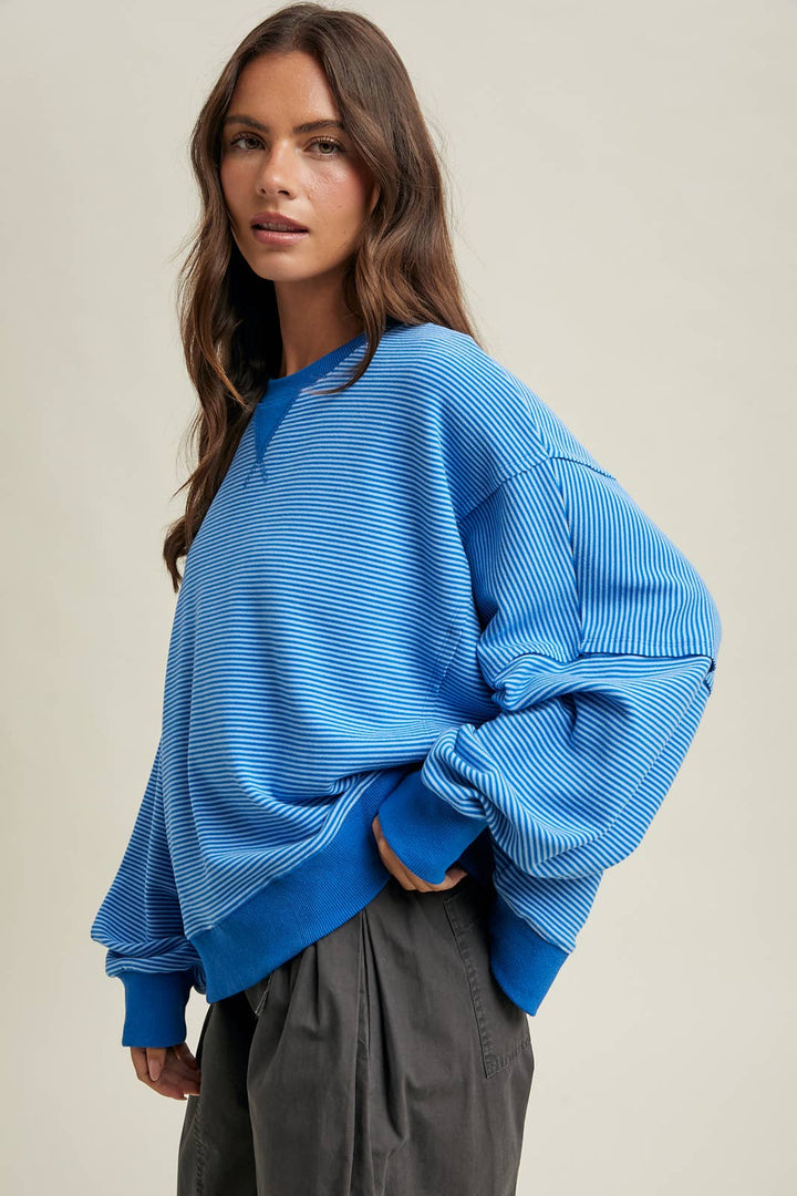 Striped Drop Shoulder Sweatshirt