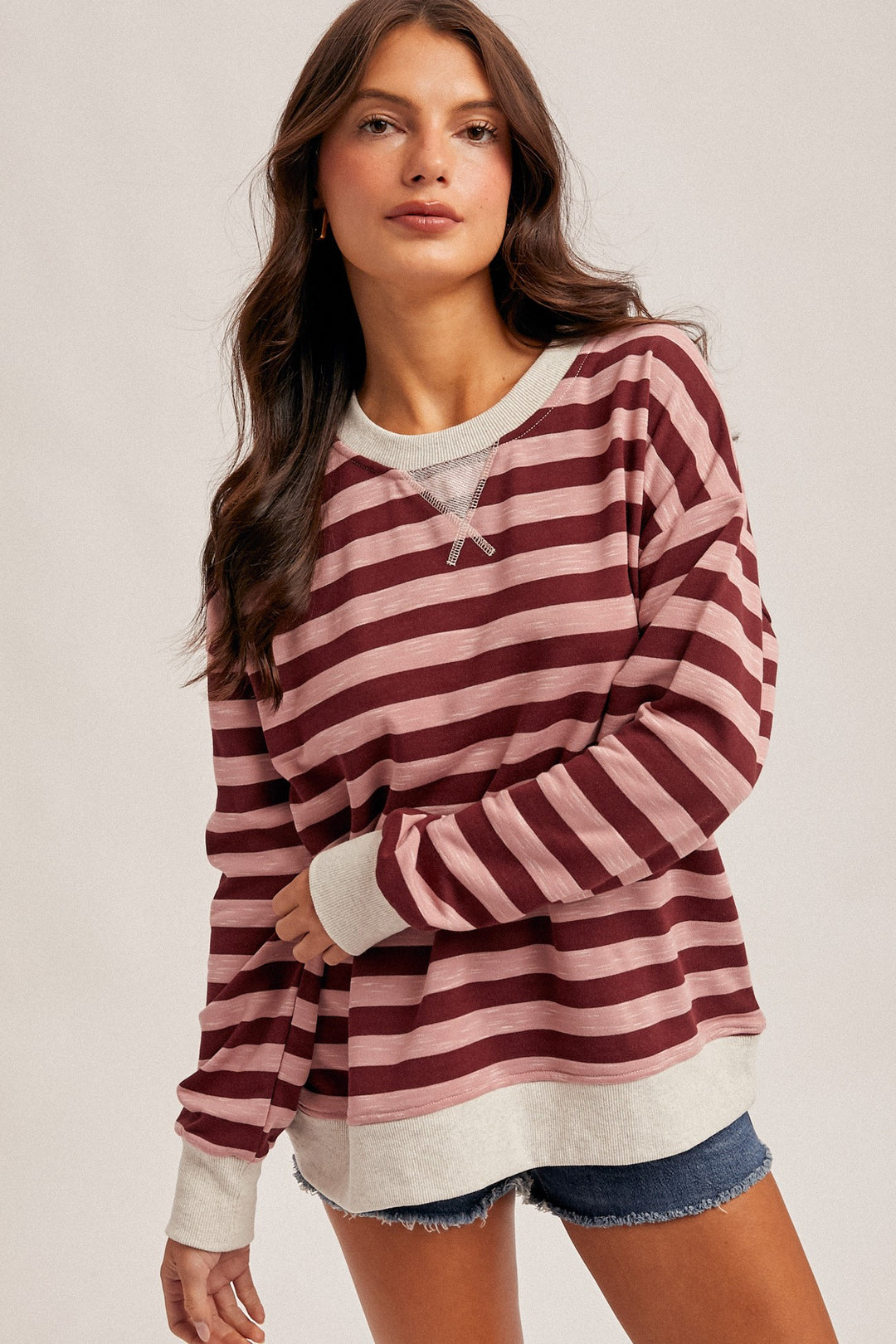 The Harper Top | Cream, Teal, Wine