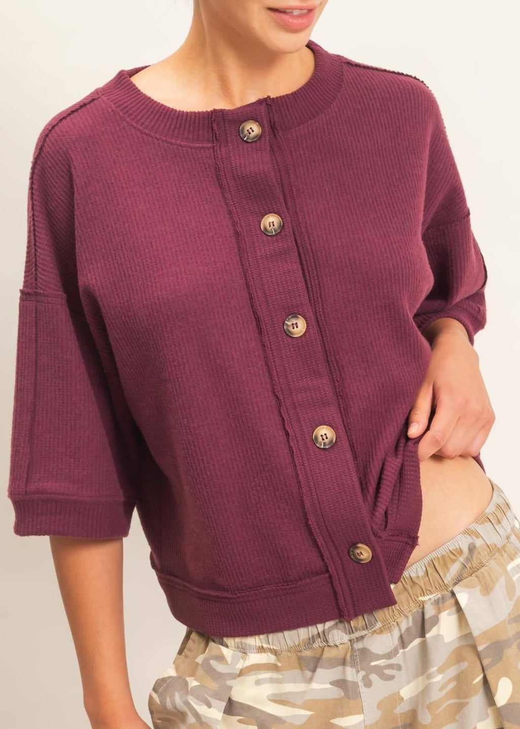 Witten Button-Down Top | Black, Cream, Cherry, Green