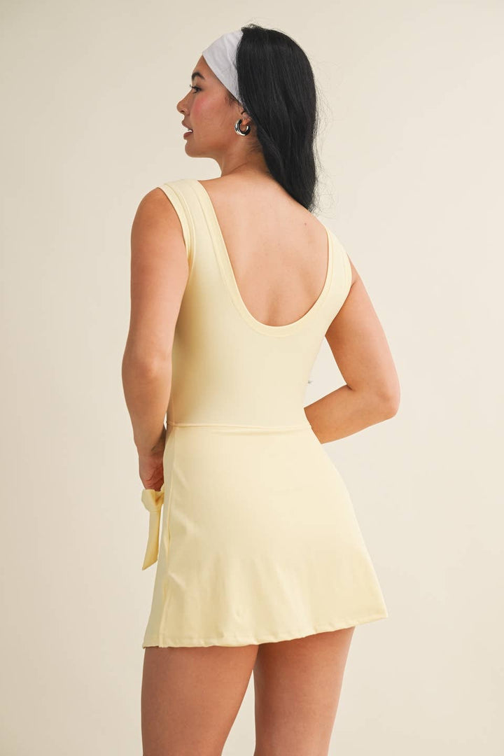Court Side Cutie Wrapped Athletic Dress | Cassidy Pink + Lemon