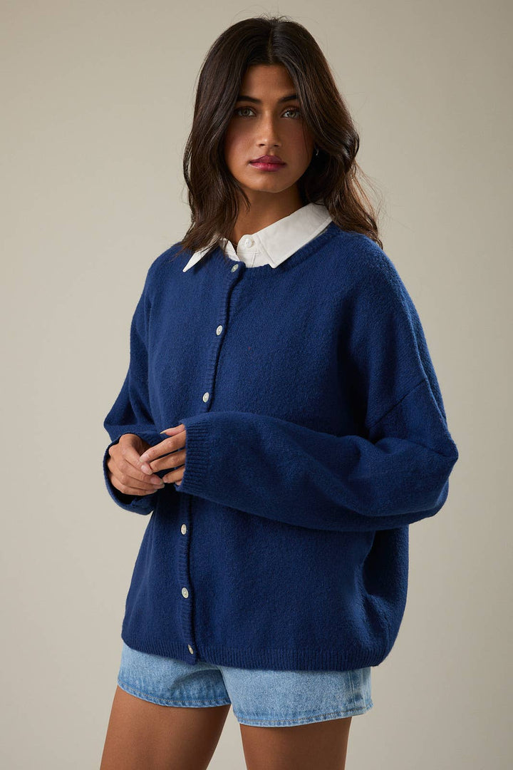 Monroe Knit Cardigan | Light Blue, Brown, Pink, Ivory