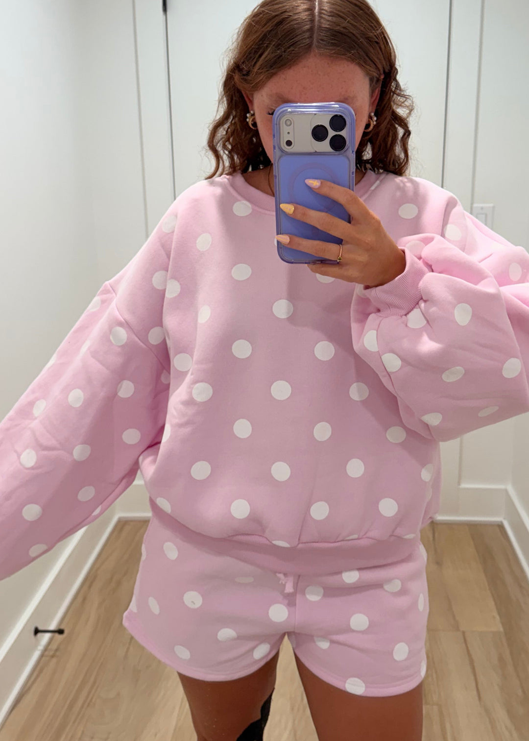 Pink Polka Dot Fleece Set