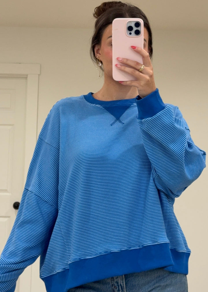 Striped Drop Shoulder Sweatshirt