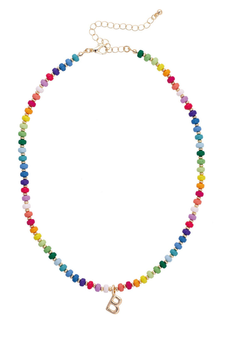 Rainbow Beaded Mini Initial Necklace