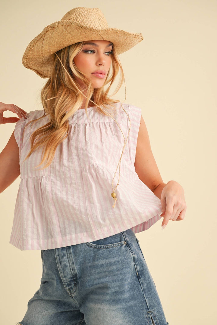 Effortless Babydoll Top | Black + Pink