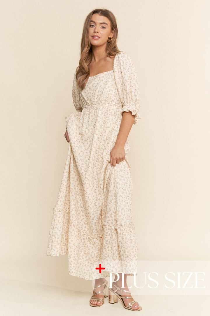 Floral Print Square Neckline Maxi Dress