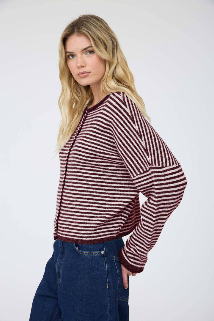 Aspen Stripe Sweater | Brown + Burgundy