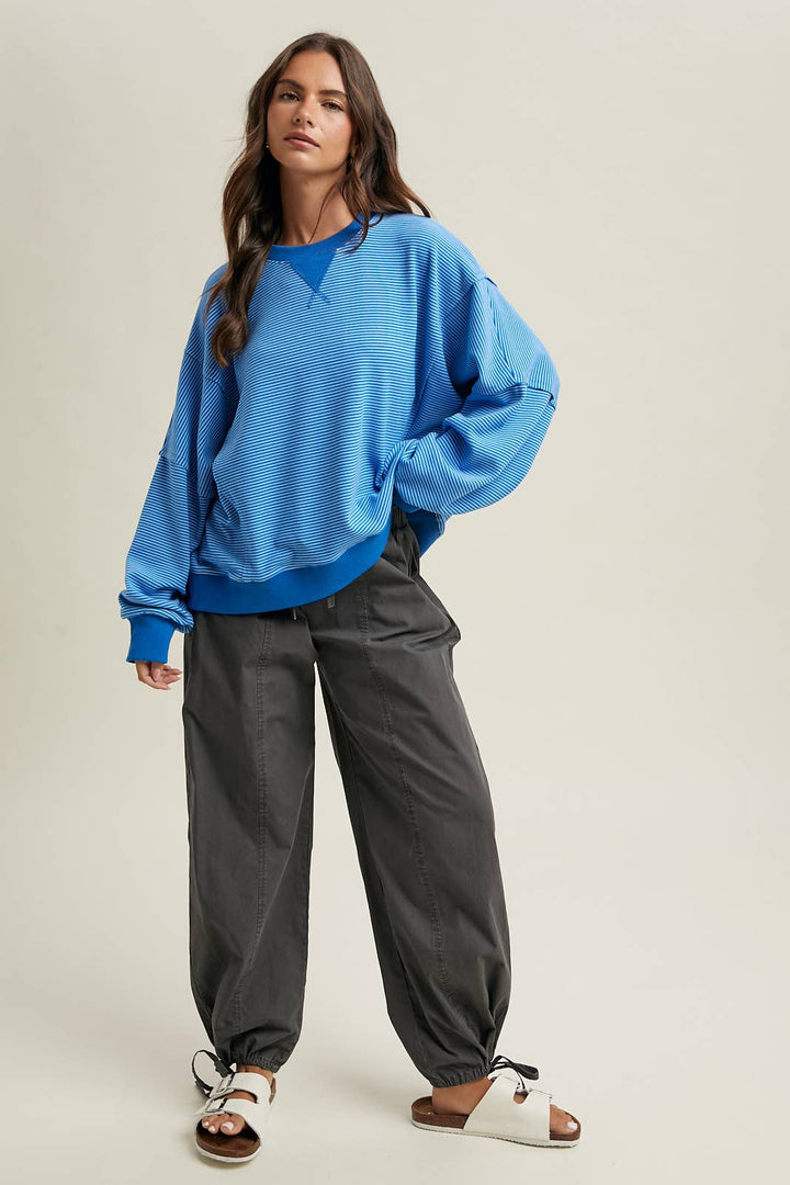 Striped Drop Shoulder Sweatshirt