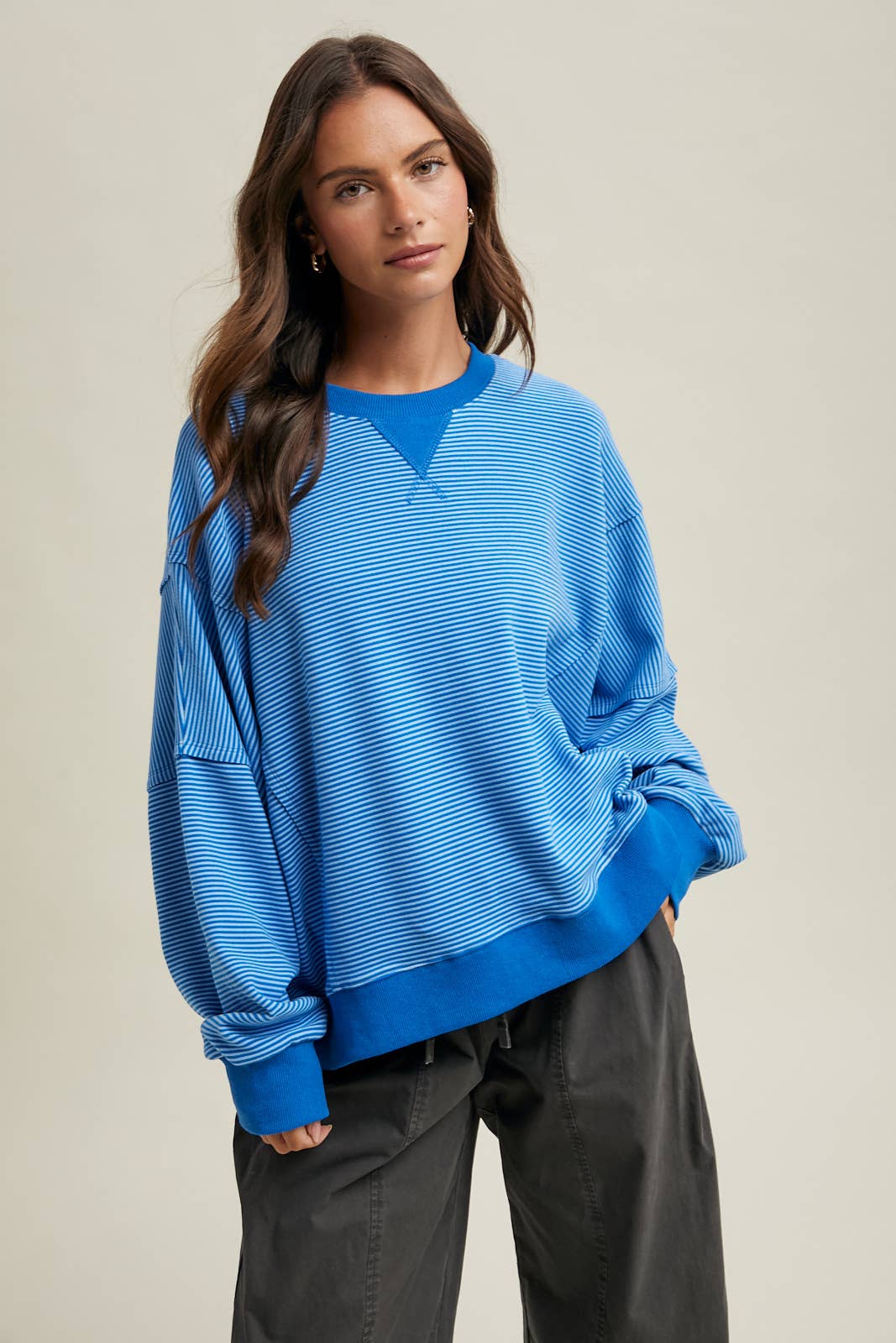 Striped Drop Shoulder Sweatshirt