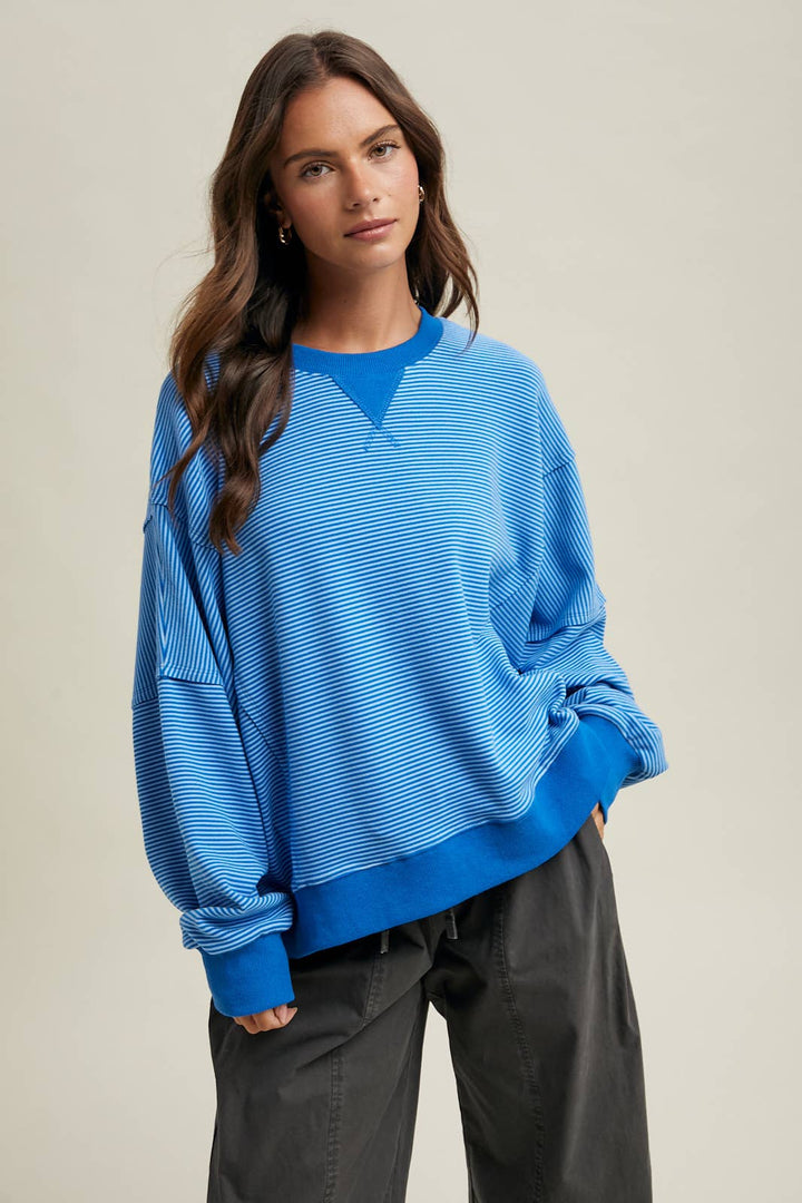 Striped Drop Shoulder Sweatshirt