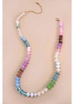 Beaded Necklace | Blue, Pink Green