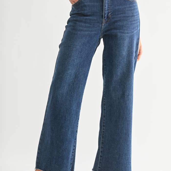 Dark Slim Wide Leg Jeans