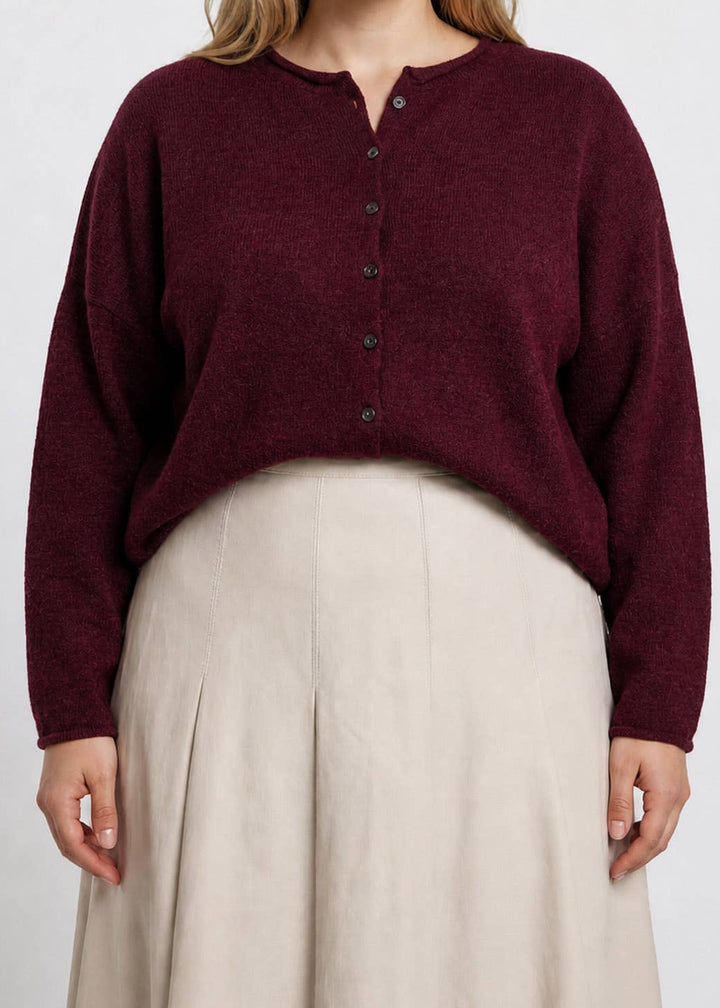 The Hayes Knit Sweater | Brown + Burgundy | Curvy
