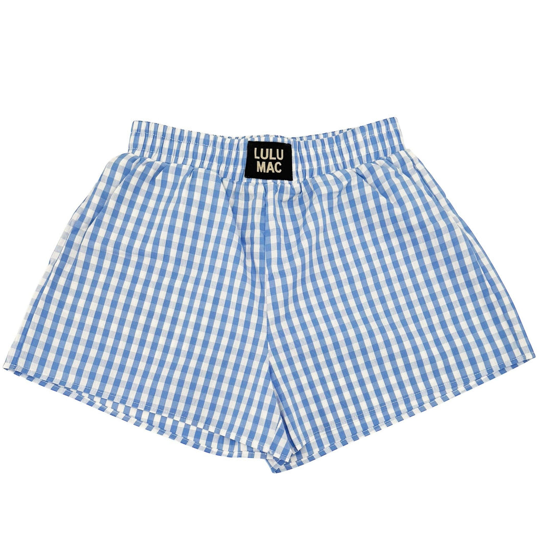Light Blue Gingham Boxer Shorts