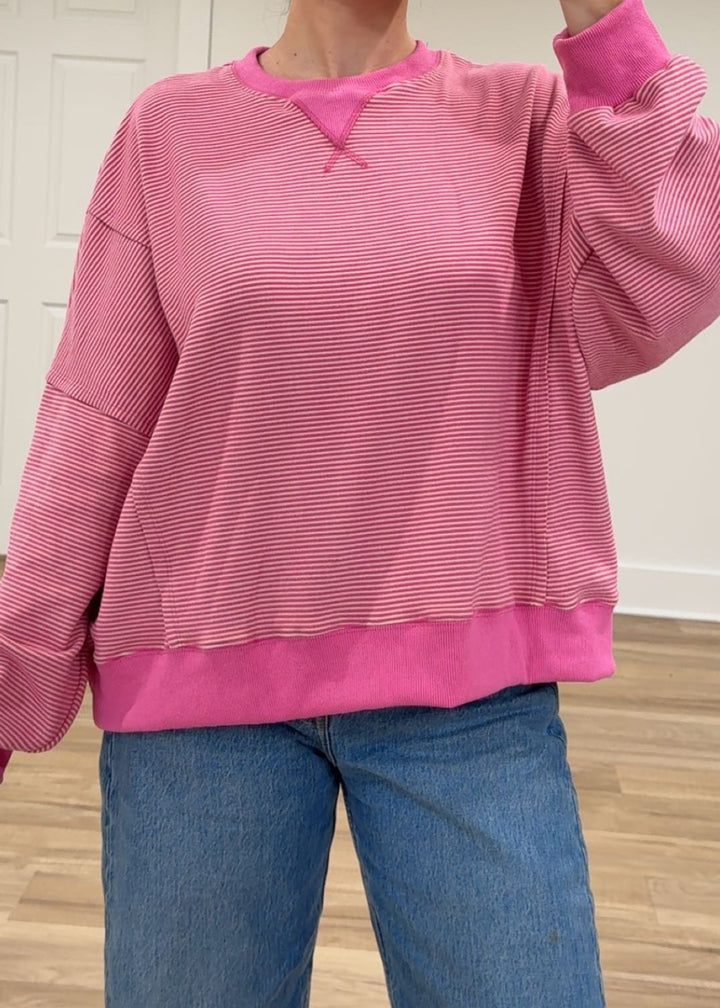 Striped Drop Shoulder Sweatshirt