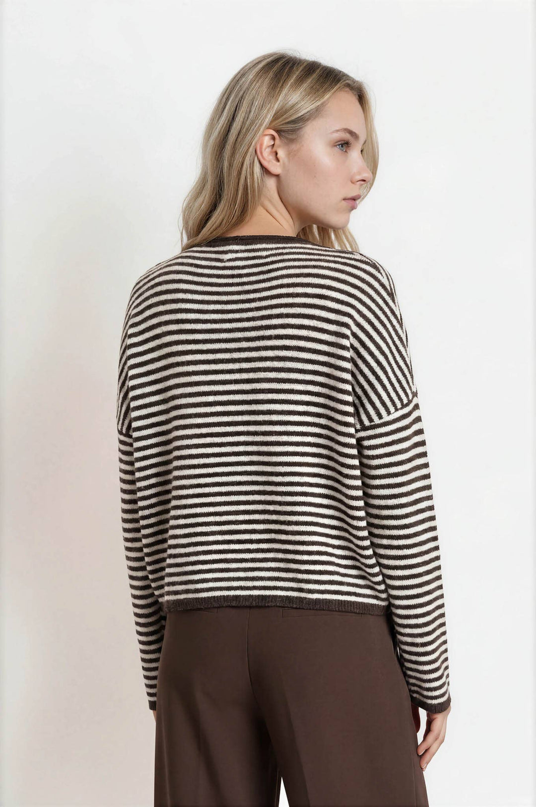 Aspen Stripe Sweater | Brown + Burgundy