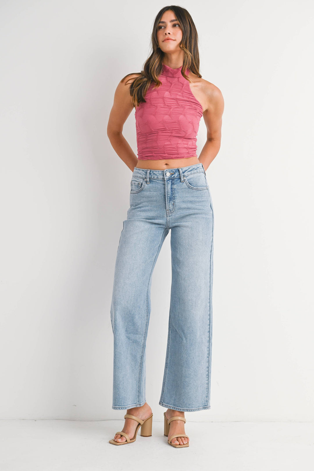 High Rise Full Length Straight Jeans