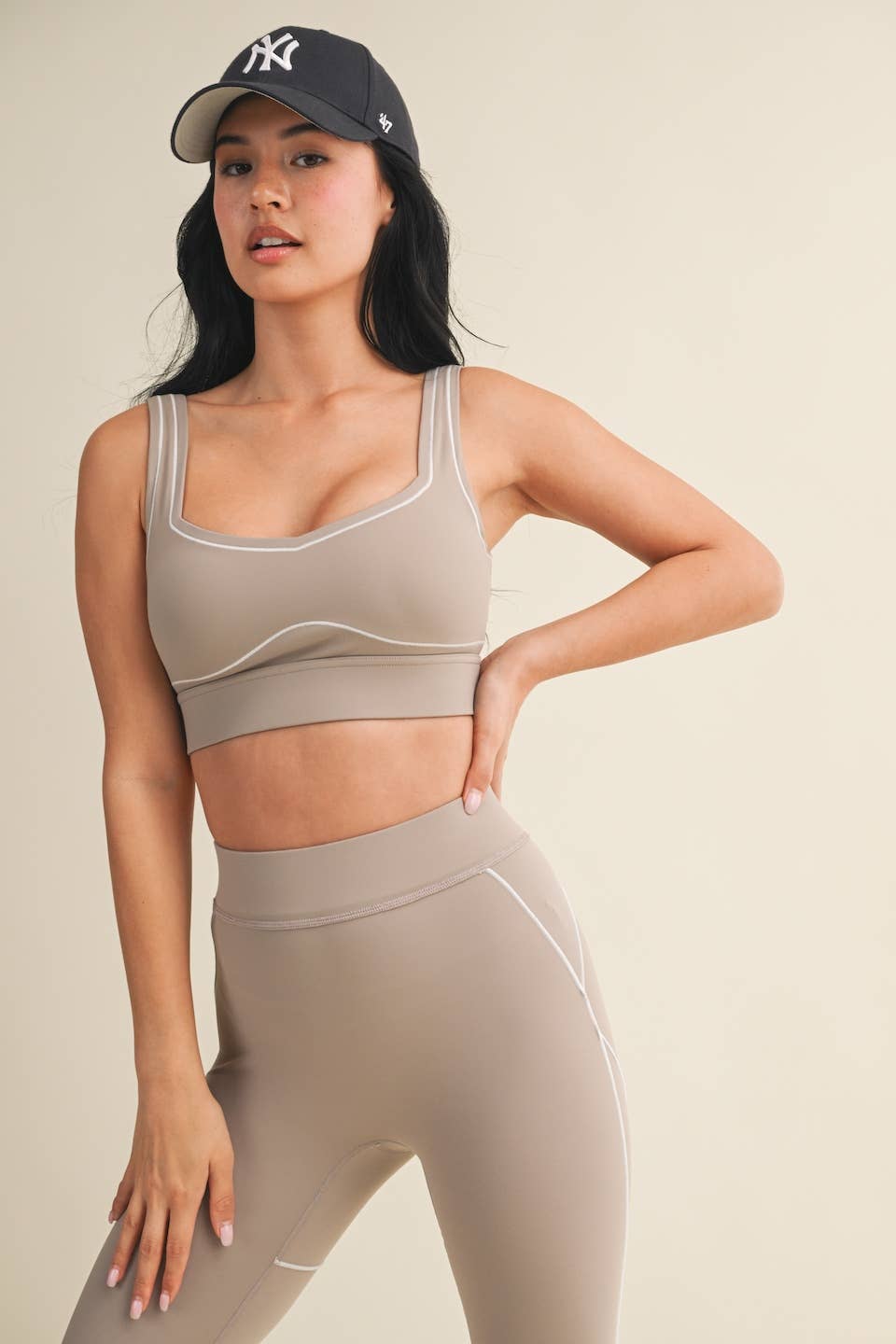 Align Sports Bra | Taupe + Pink