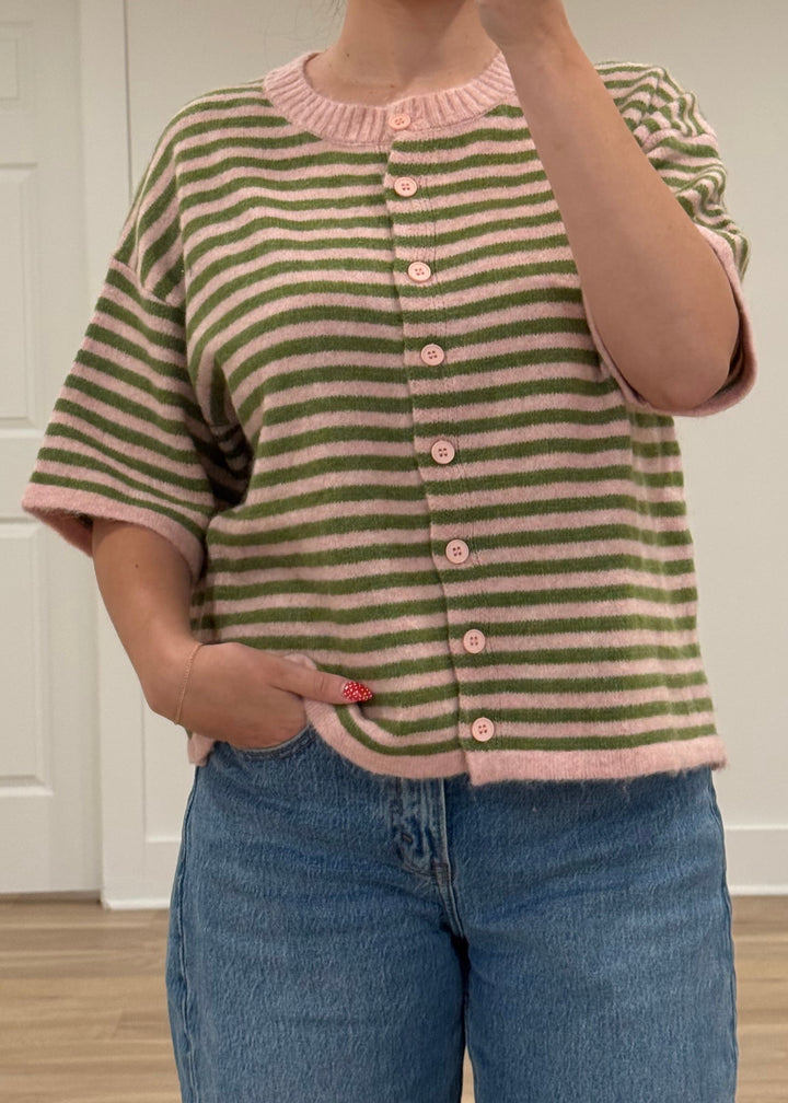 Olive Blossom Striped Sweater