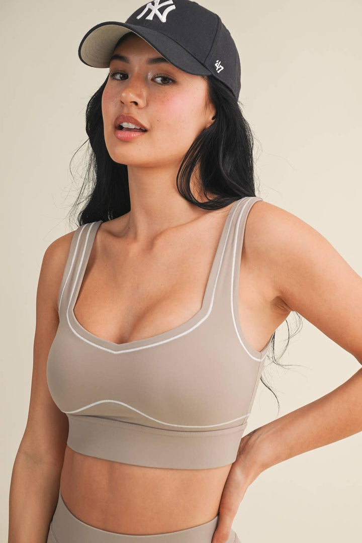 Align Sports Bra | Taupe + Pink