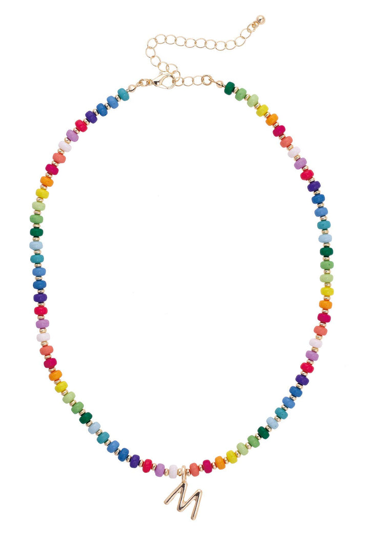Rainbow Beaded Mini Initial Necklace