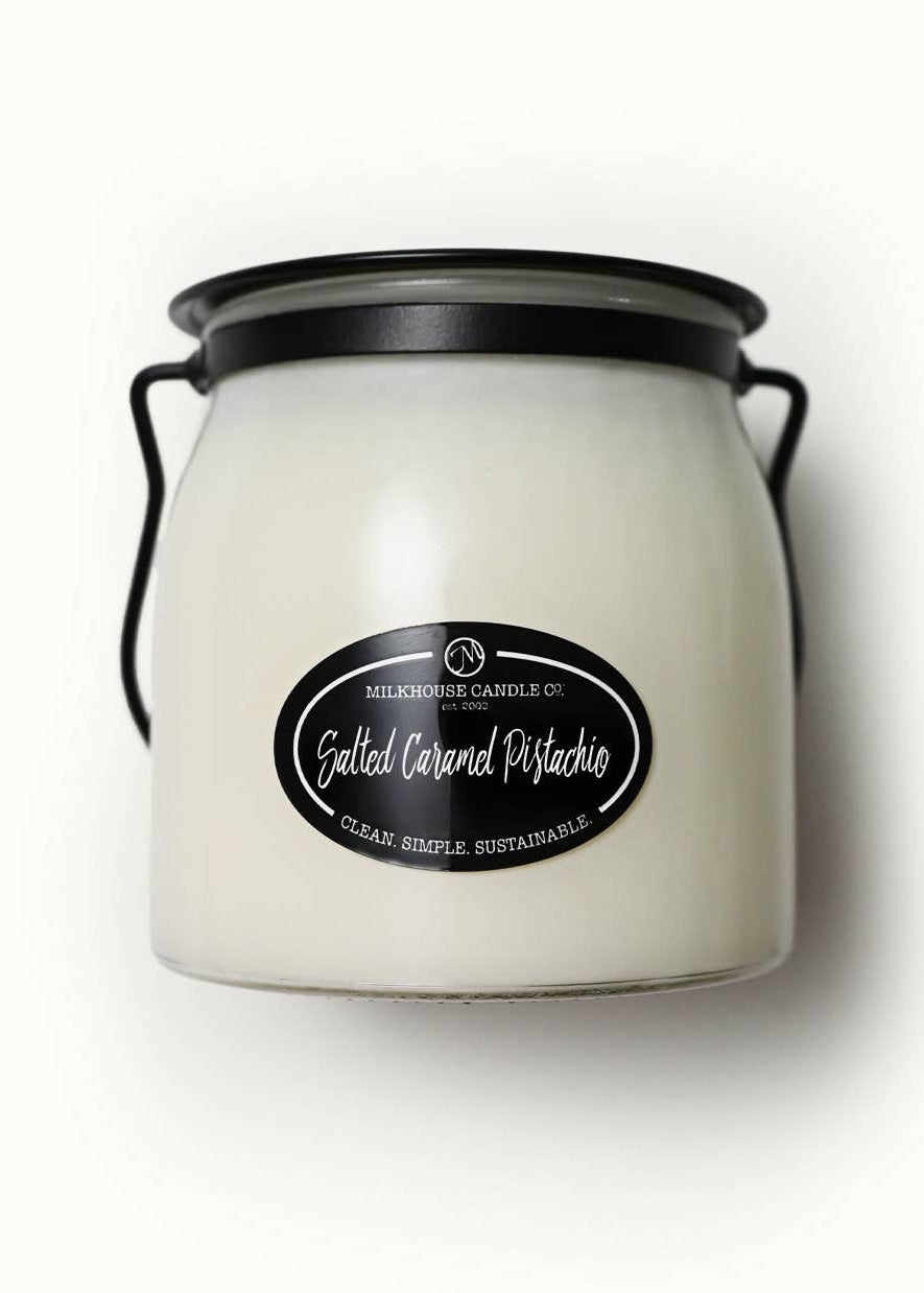 16 oz Butter Jar Candle: Salted Caramel Pistachio