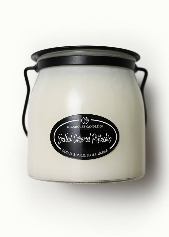 16 oz Butter Jar Candle: Salted Caramel Pistachio