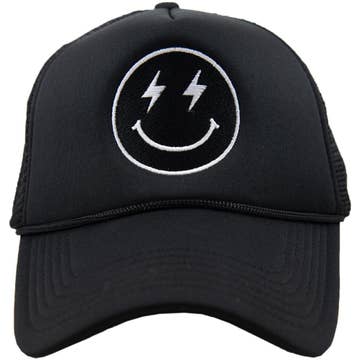 Lightning Smiley Trucker Hat | Black